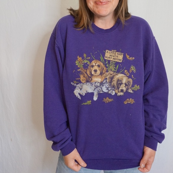 Jerzees vintage crewneck size unisex large with sweet puppies on it - Picture 7 of 8